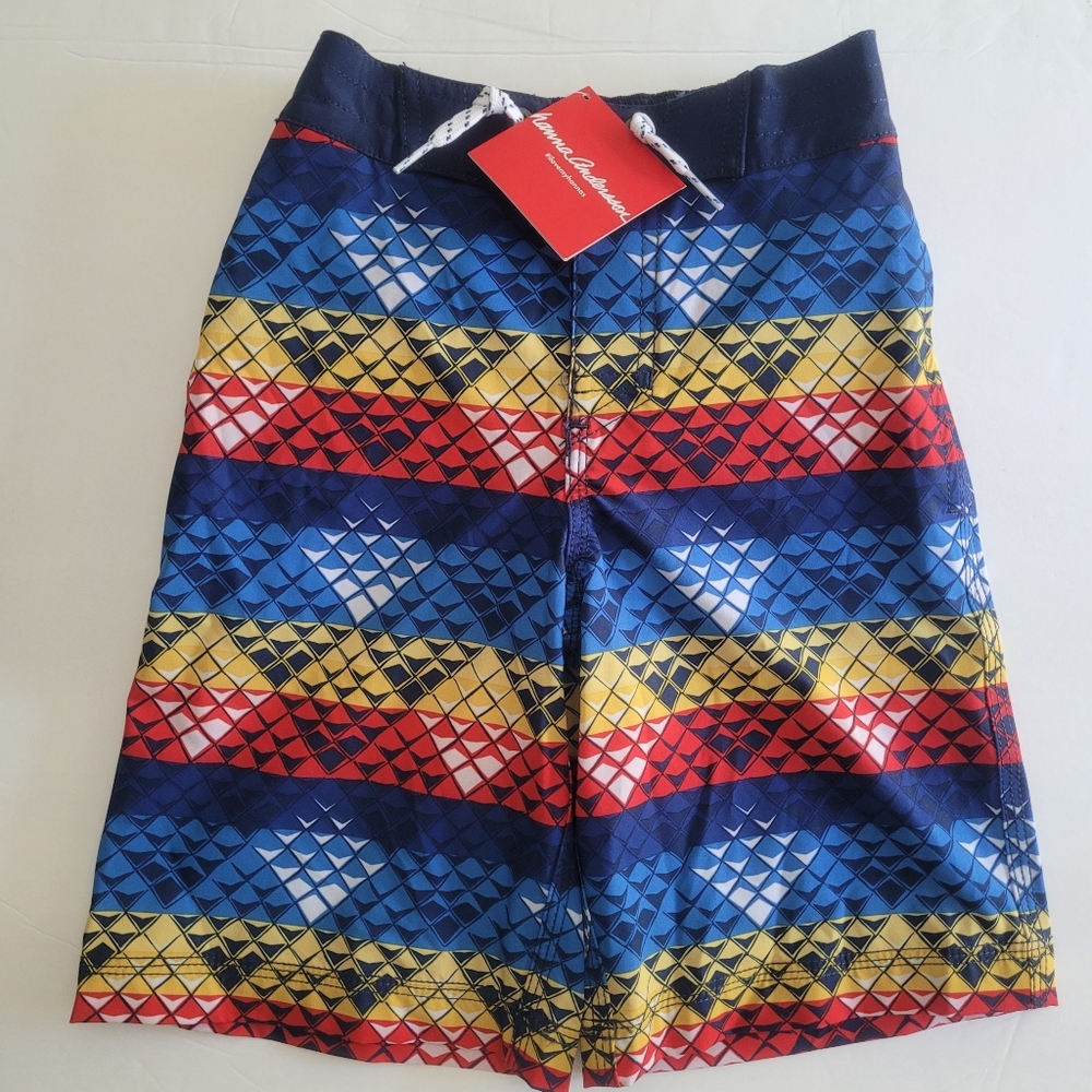 NWT Hanna Andersson Board Shorts Swim Trunks Boys 120 (US 6-7) Multicolor
